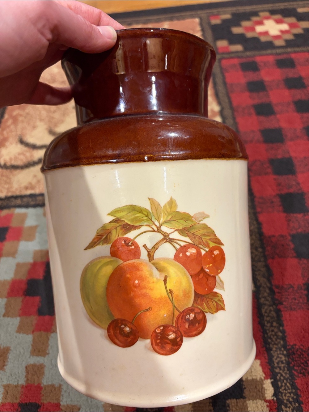 Vintage McCoy fruit festival pottery canister 254.